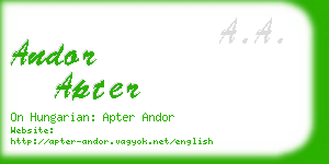 andor apter business card